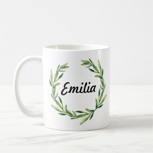 カスタムフローラ名パーソナライズされたモノグラムマグ コーヒーマグカップ (左)