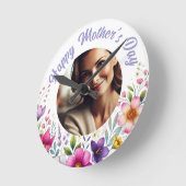 カスタムフローラ壁時計 – 母の日の贈り物 ラウンド壁時計 (傾斜)