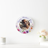 カスタムフローラ壁時計 – 母の日の贈り物 ラウンド壁時計 (ホーム)