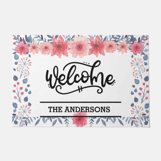 カスタムフローラ歓迎 ドアマット (正面)