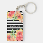 カスタムフローラ水カラー白黒ストライプ キーホルダー (裏面)