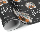 カスタムフローラ水彩フレームブライダルシャワー ラッピングペーパー (ロールコーナー)