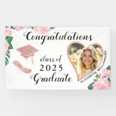 カスタムフローラ白とピンクの卒業 横断幕 (横)