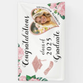 カスタムフローラ白とピンクの卒業 横断幕 (縦)