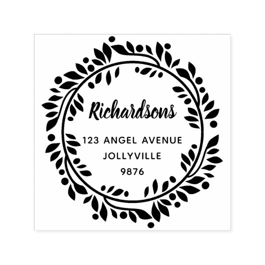 カスタムフローラ葉リースアドレス セルフインキングスタンプ (デザイン)