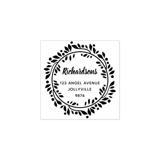 カスタムフローラ葉リースアドレス ラバースタンプ (インプリント)
