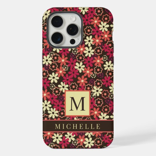 カスタムフローラ黄ピンクオレンジ色の花 iPhoneケース (裏面)