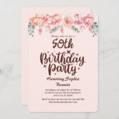 カスタムフローラ50th誕生日パーティーへの招待 招待状 (正面/裏面)