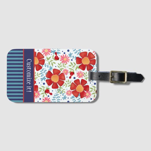 カスタムフローラ(鳥)ショウジョウコウカンチョウパターン名検査 ラゲッジタグ (正面横)