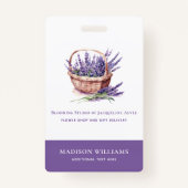 カスタムフローリスト事業用水彩ラベンダー バッジ (正面)