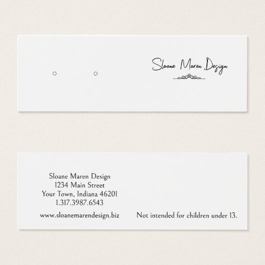 カスタムフローリッシュミニポストイヤリングディスプレイカード (正面&裏面)