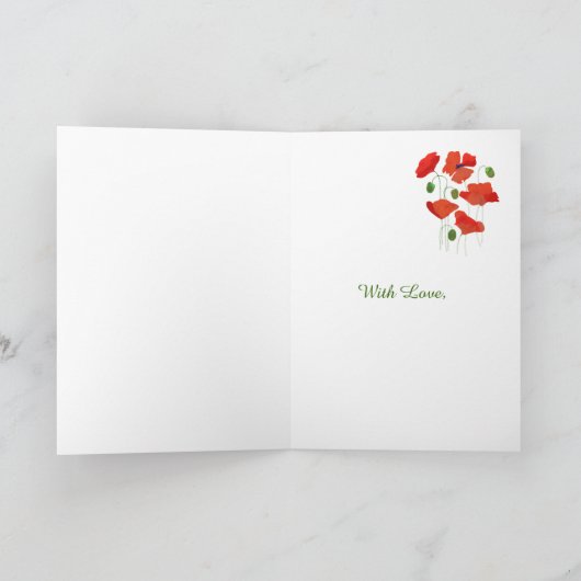 カスタムフ威厳があるロント誕生日カード、ポピー カード (内部)