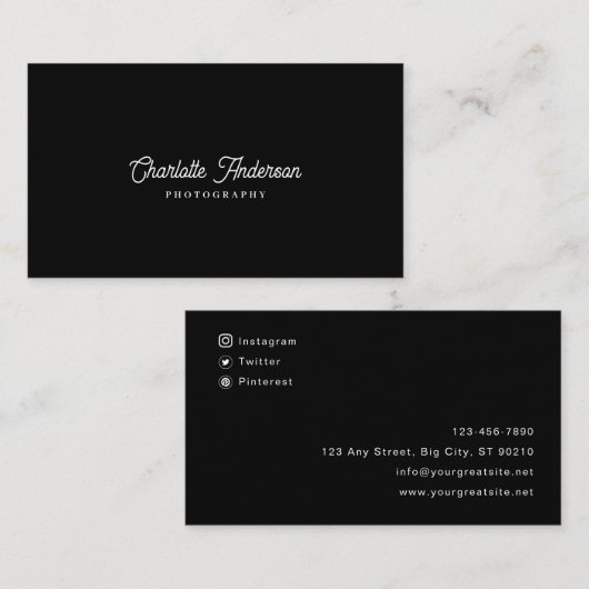 カスタムブシンプルランド写真白黒写真 名刺 (正面/裏面)