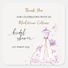 カスタムブライダルシャワーのド結婚レスありがとう スクエアシール