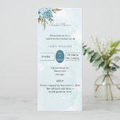 カスタムブライダルシャワーエレガント青い花 招待状 (スタンド正面)