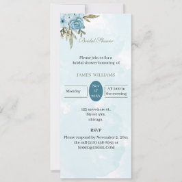 カスタムブライダルシャワーエレガント青い花 招待状