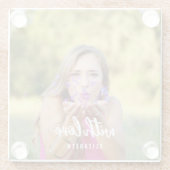 カスタムブライダルシャワーフォトシンプルモダン文字はっきりした ガラスコースター (裏面)