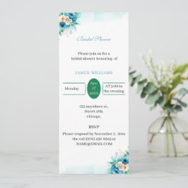 カスタムブライダルシャワーブエレガントルーフラワー 招待状