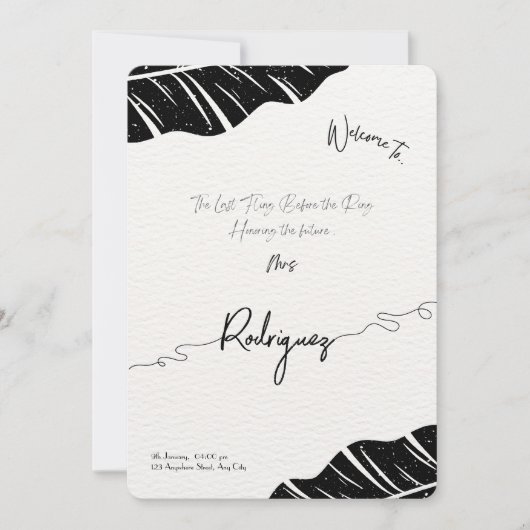 カスタムブライダルシャワー招待 – スクリプエレガントト 招待状 (正面)