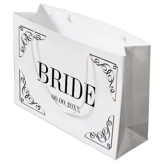 カスタムブライダルパーティ結婚の花嫁抱き枕 ラージペーパーバッグ (裏面アングル)