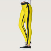 カスタムブライトイエローとブラックのストライプレギンス レギンス (左)