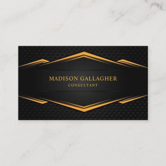 カスタムブライトイエローブラックおよび金ゴールドプロフェッショナル 名刺 (正面)