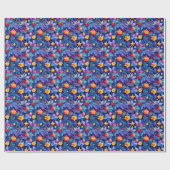 カスタムブライトオーナメントとフローラクリスマスラップ ラッピングペーパー (フラット)