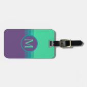 カスタムブライトグリーンパープルカラーブロック ラゲッジタグ (正面横)