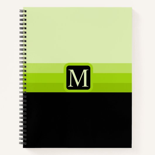 カスタムブライトネオングリーンブラックカラーブロック ノートブック (正面)