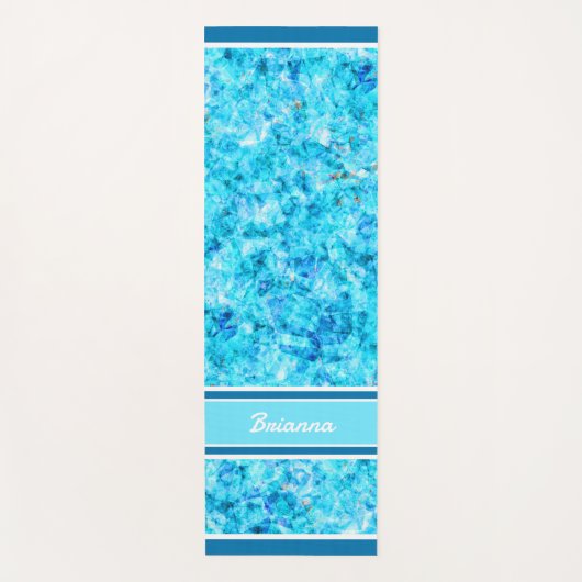 カスタムブライトブルーアクアターコイズポリゴンパターン ヨガマット (正面)