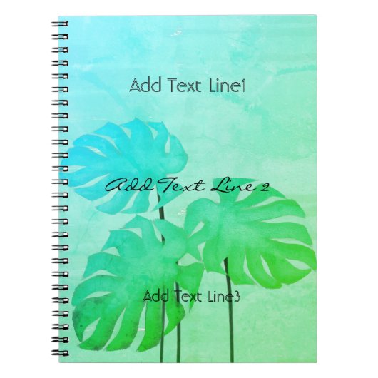 カスタムブライト・ウォーター・リーフ・ミント・グリーン・ノート ノートブック (正面)