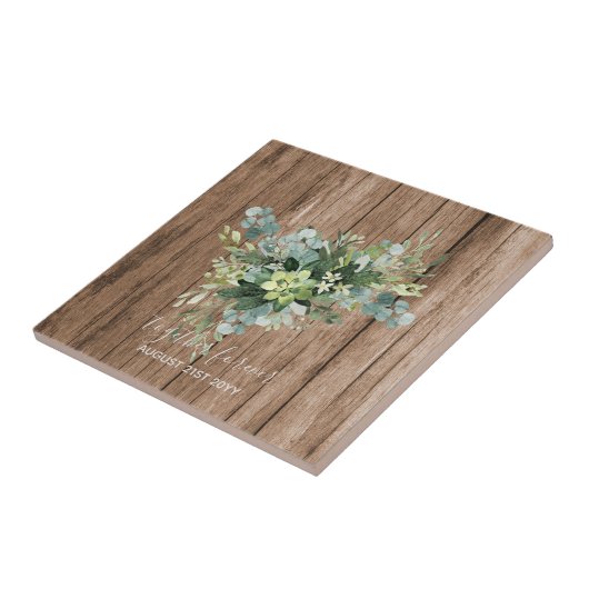 カスタムブライドメイドブライダルパーティギフトグリーン タイル (側面)