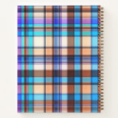 カスタムブラウンとブルーの格子模様ノートブック ノートブック (裏面)