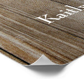 カスタムブラウンウッド&ライツ結婚のウェルカムサイン ポスター (角)