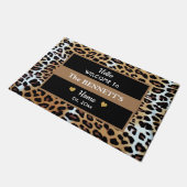 カスタムブラウンスタイリッシュ白黒レオパード印刷 ドアマット (アングル)