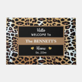 カスタムブラウンスタイリッシュ白黒レオパード印刷 ドアマット (正面)