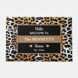 カスタムブラウンスタイリッシュ白黒レオパード印刷 ドアマット