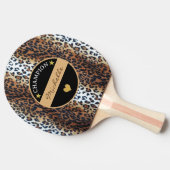 カスタムブラウンスタイリッシュ白黒レオパード王者 卓球ラケット (横)
