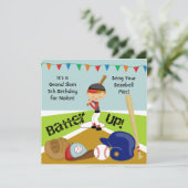 カスタムブラウンヘアボーイ野球誕生日招待状 招待状 (スタンド正面)