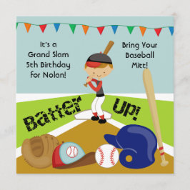 カスタムブラウンヘアボーイ野球誕生日招待状 招待状