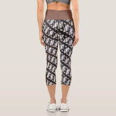 カスタムブラウンユニーク白黒ジャバエスニックろうけつ染め カプリレギンス (裏面)