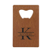 カスタムブラウンレザープリントモノグラムボトルオープナー クレジットカード栓抜き (裏面)