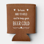 カスタムブラウンレザープリント結婚式の引き出物 缶クーラー (裏面)