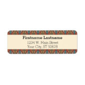 カスタムブラウンレッドテラコッタターコイズブルーモザイク ラベル (正面)