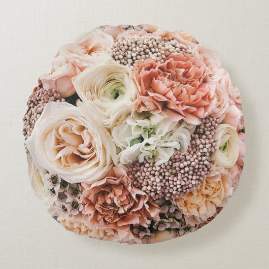 カスタムブラシ付きポリエステル丸装飾用クッション（16インチ） ラウンドクッション (正面)