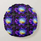 カスタムブラシ付きポリエステル丸装飾用クッション（16インチ） ラウンドクッション (正面)