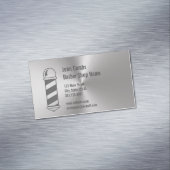 カスタムブラシ付きメタルルックで理容師 マグネット名刺 (インサイチュ)