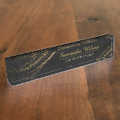 カスタムブラッエレガントクと金ゴールド机用ネームプレート デスクネームプレート (側面)