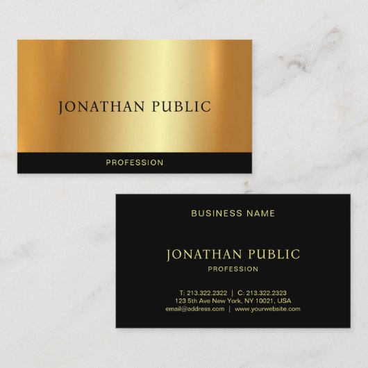 カスタムブラッエレガントク&金ゴールドテンプレートプロフェッショナル 名刺 (正面/裏面)