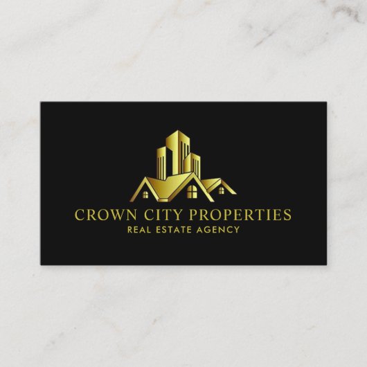 カスタムブラックおよび金ゴールドプレミアム実在エステートエージェント 名刺 (正面)